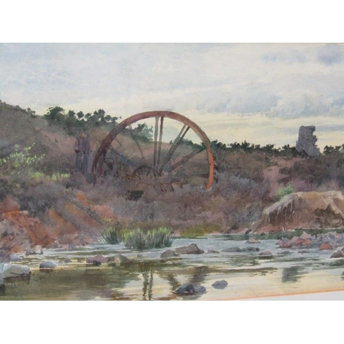 88 - F. REASON, signed watercolour 'A Ruined Mine' together with C. Hollaway etching, 'The Harbour'