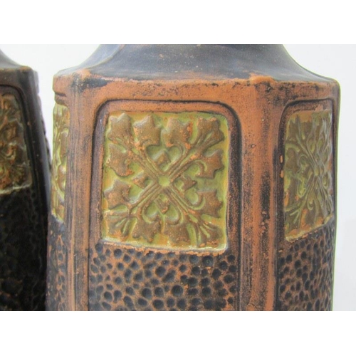 9 - CLANTA, pair of Art Nouveau hexagonal 23cm vases (pattern no. 2352)