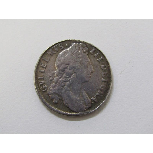 21 - SILVER SHILLING, 1696 William III silver shilling, edge worn with ‘sharp’ milling to top - probable ... 