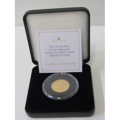 3 - GOLD PROOF ONE POUND 2020 gold proof one pound featuring St George & the Dragon. 8 grams of 22 carat... 