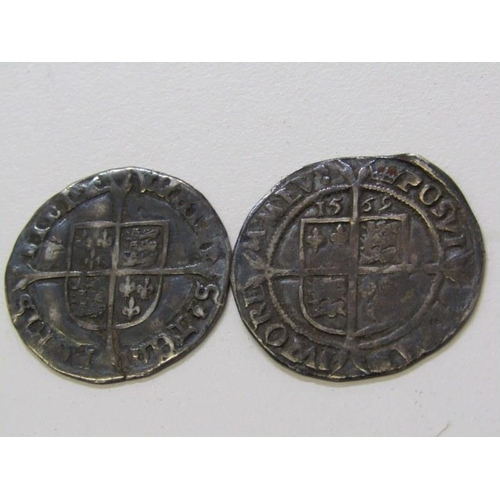 30 - SCARCE 1553/4  MARY HAMMERED SILVER GROAT, mintmark: pomegranite, reverse good definition, obverse w... 