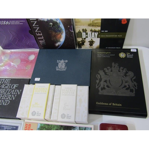 44 - ROYAL MINT COIN PACKS, Jacobs tub of Royal Mint coin packs, including Beatrix Potter Tom Kitten & Mr... 