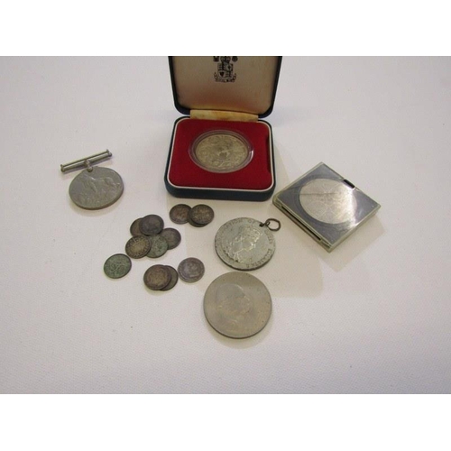 76 - 1977 silver proof crown in Royal Mint case, 1836 William IV silver groat, silver threepences x 11, 1... 