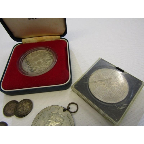 76 - 1977 silver proof crown in Royal Mint case, 1836 William IV silver groat, silver threepences x 11, 1... 