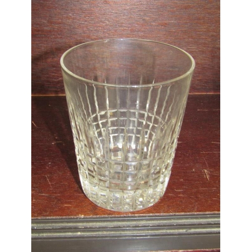 13 - CUT GLASS, whisky decanter and set of 6 glass cut glass tumblers