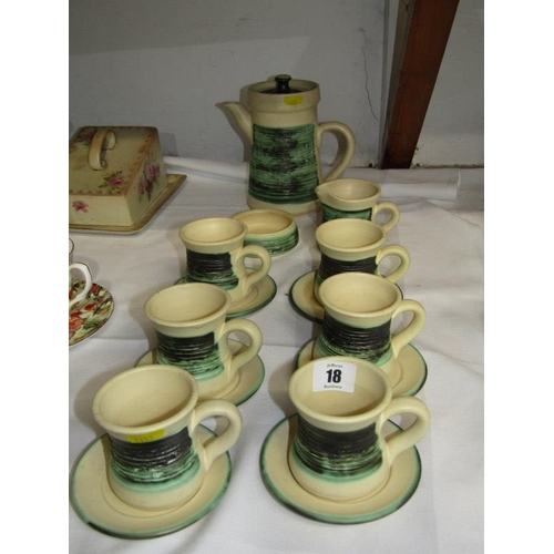 18 - STUDIO POTTERY, retro design coffee set by Knight's Pottery, Tintagel