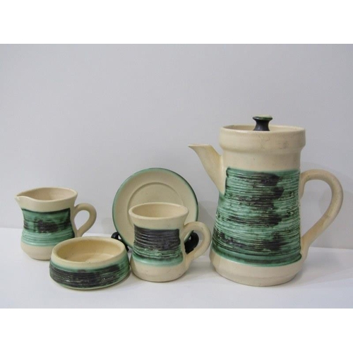 18 - STUDIO POTTERY, retro design coffee set by Knight's Pottery, Tintagel