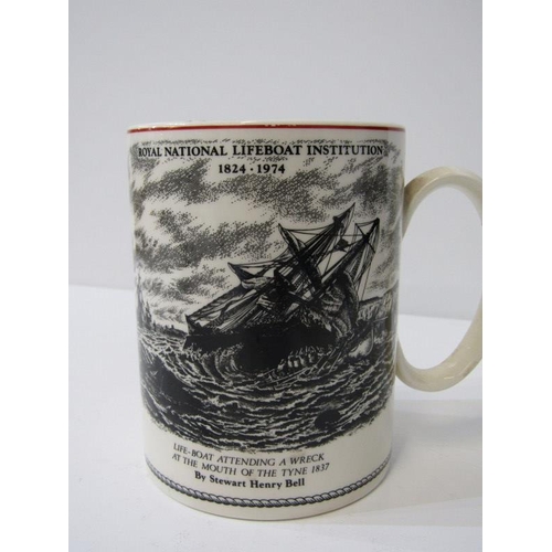 52 - LIFEBOAT, Wedgwood commemorative 150th Anniversary pottery tankard, also metal lifeboat figure, toge... 