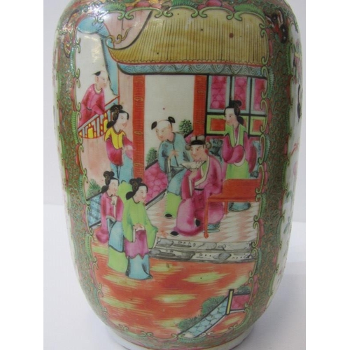 7 - ORIENTAL CERAMICS, 19th Century canton club vase, 36cm height (rim chip)