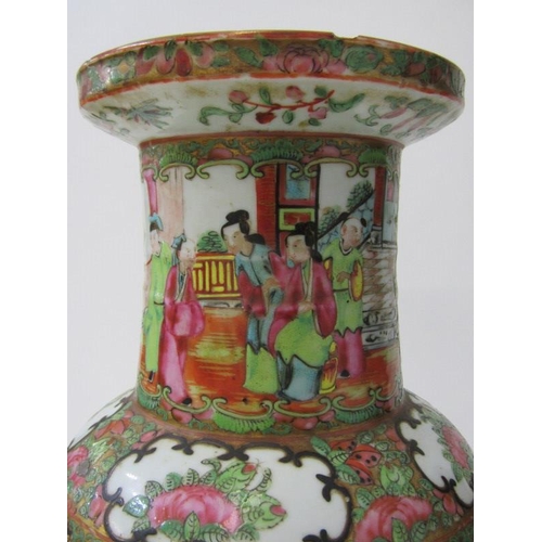 7 - ORIENTAL CERAMICS, 19th Century canton club vase, 36cm height (rim chip)