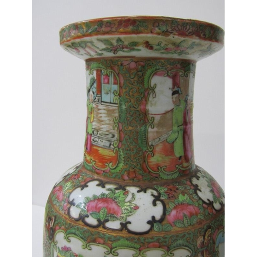 7 - ORIENTAL CERAMICS, 19th Century canton club vase, 36cm height (rim chip)