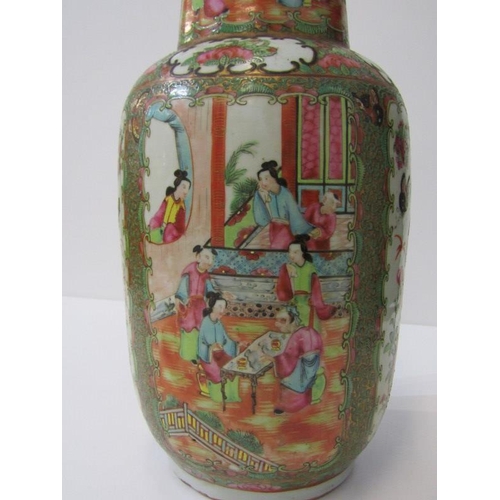 7 - ORIENTAL CERAMICS, 19th Century canton club vase, 36cm height (rim chip)