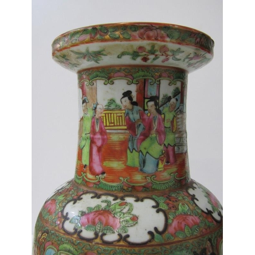 7 - ORIENTAL CERAMICS, 19th Century canton club vase, 36cm height (rim chip)