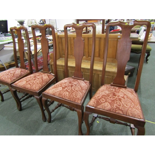 736 - QUEEN ANNE DESIGN DINING CHAIRS, set of 4 dining chairs with pink upholstered drop-in seats