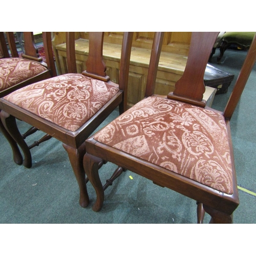 736 - QUEEN ANNE DESIGN DINING CHAIRS, set of 4 dining chairs with pink upholstered drop-in seats