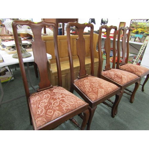 736 - QUEEN ANNE DESIGN DINING CHAIRS, set of 4 dining chairs with pink upholstered drop-in seats