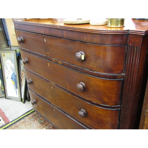 740 - EARLY VICTORIAN MAHOGANY BOW FRONT CHEST OF DRAWERS