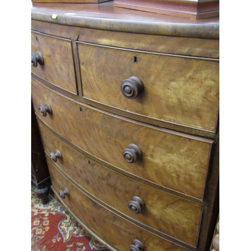 742 - VICTORIAN MAHOGANY BOW FRONT CHEST, 2 short and 3 long drawers