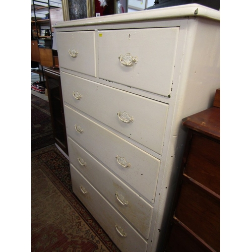 745 - WHITE PAINTED TALL CHEST, 2 long and 4 graduated drawers