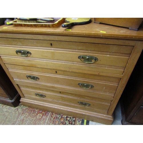 747 - ART NOUVEAU MIRRORED DRESSING CHEST with fretwork sides and 3 long drawers