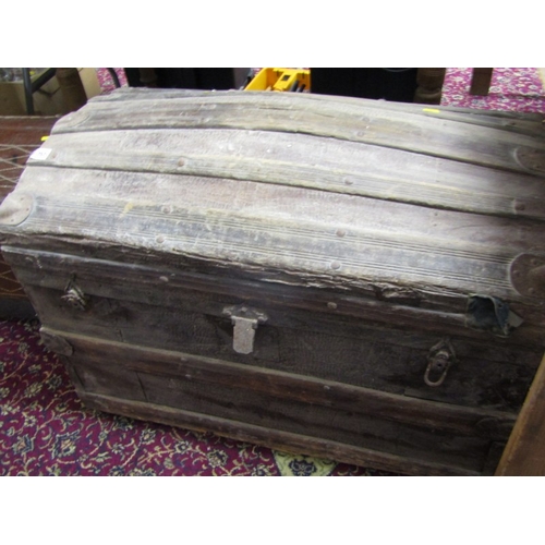 752 - ANTIQUE DOMED TOP TRUNK (needs restoration)