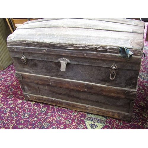 752 - ANTIQUE DOMED TOP TRUNK (needs restoration)