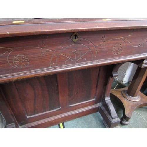 756 - EDWARDIAN CARVED WALNUT DAVENPORT