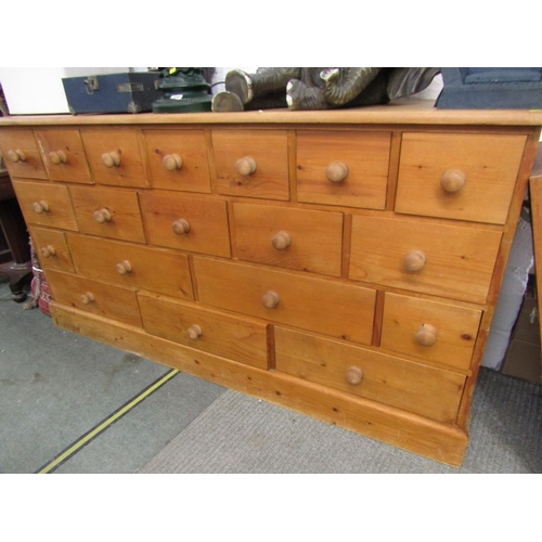 758 - MODERN PINE COMPENDIUM OF DRAWERS, 180cm width