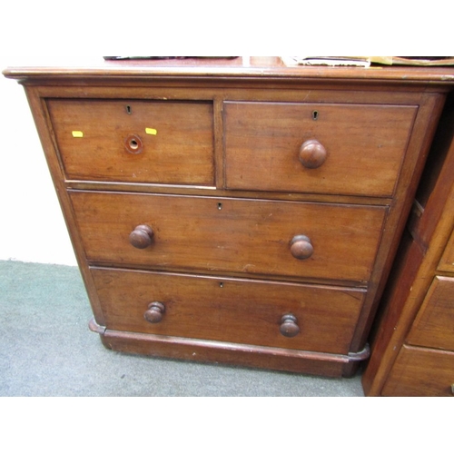 760 - VICTORIAN MAHOGANY SMALL CHEST, 2 short and 2 long drawers