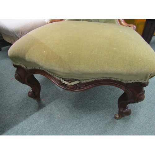 773 - VICTORIAN CARVED WALNUT SPOON BACK nursing chair