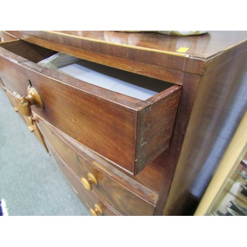 762 - VICTORIAN MAHOGANY BOW FRONTED CHEST splayed bracket feet