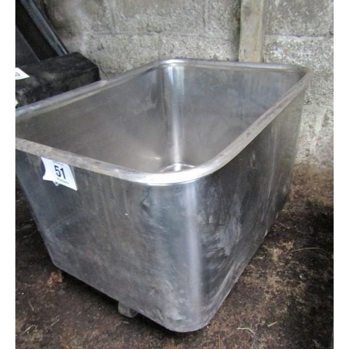 51 - Stainless steel wheeled feed bin, 35