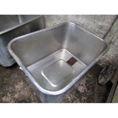 52 - Stainless steel wheeled feed bin, 35