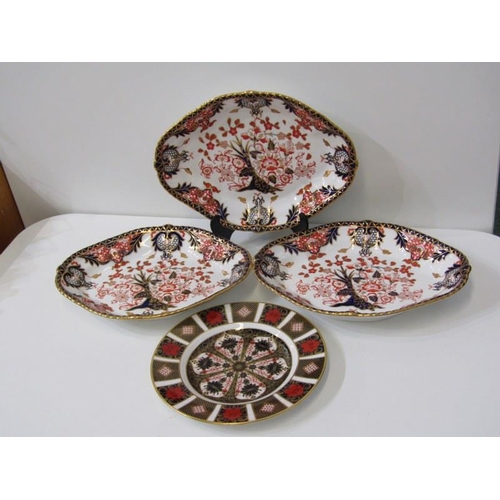 21 - ROYAL CROWN DERBY, 3 Royal Crown Derby lozenge form serving dishes 29cm, also a Royal Crown Derby Im... 