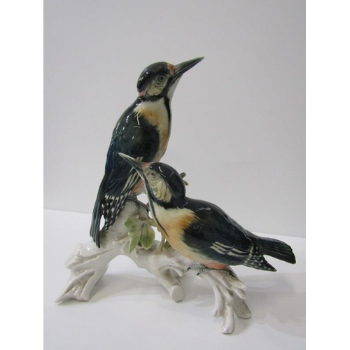 4 - KARL ENS, large Karl Ens porcelain group of woodpeckers on a branch 30cms high, damaged tail