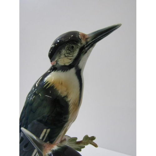 4 - KARL ENS, large Karl Ens porcelain group of woodpeckers on a branch 30cms high, damaged tail