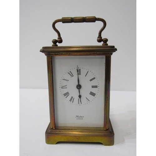 52 - CARRIAGE CLOCK, brass cased carriage clock marked Huber, London