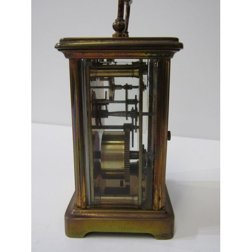 52 - CARRIAGE CLOCK, brass cased carriage clock marked Huber, London