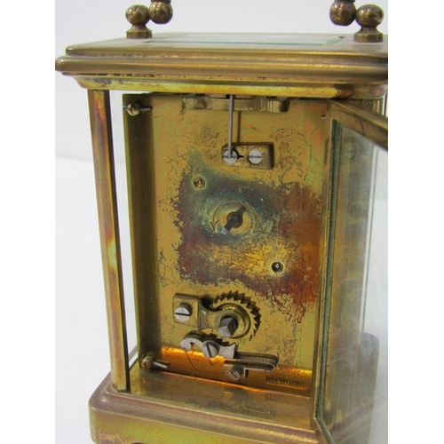 52 - CARRIAGE CLOCK, brass cased carriage clock marked Huber, London