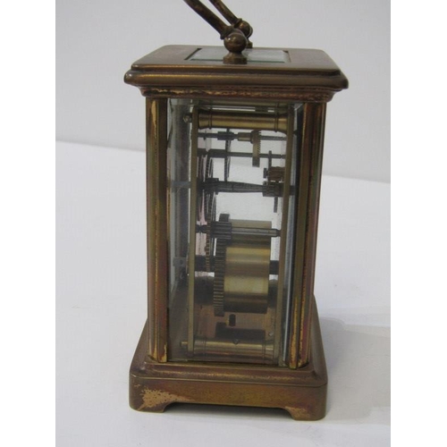 52 - CARRIAGE CLOCK, brass cased carriage clock marked Huber, London