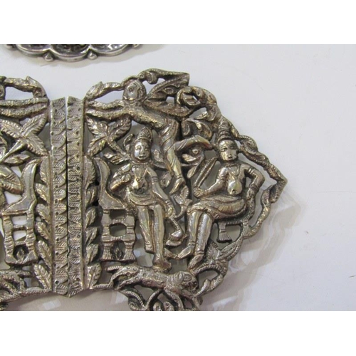 45 - WHITE METAL EASTERN NURSE'S BUCKLE and white metal Eastern brooch