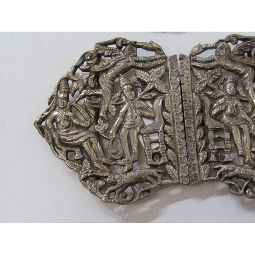 45 - WHITE METAL EASTERN NURSE'S BUCKLE and white metal Eastern brooch