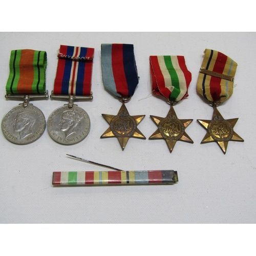 384 - WWII GROUP OF 5 MEDALS, including War & Defence medals, 39-45, Italy and African Stars