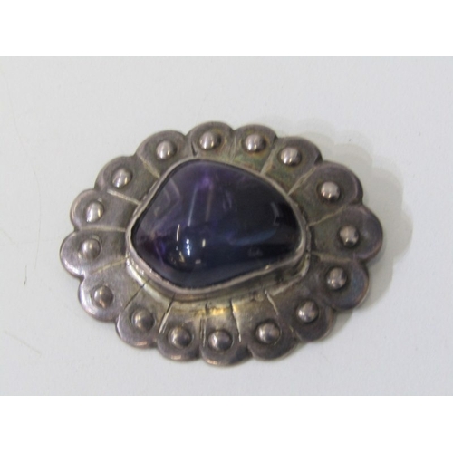 471 - BLUE JOHN BAR BROOCH, vintage silver bar brooch, London hallmark, set a polished blue john stone, 4.... 