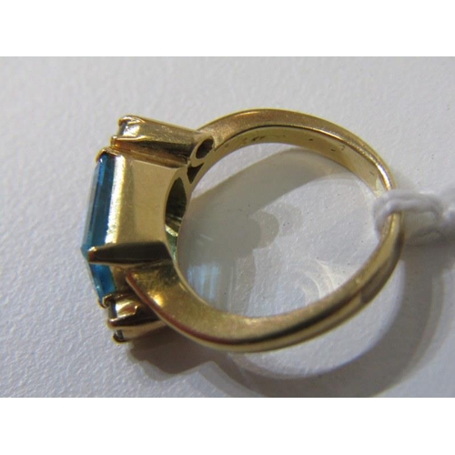 110 - TOPAZ & DIAMOND RING, yellow gold ring, (tests as 18ct, bought in the Middle East) set an emerald cu... 