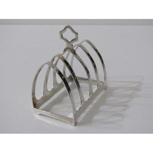 221 - SILVER TOAST RACKS, a pair of 4 section lancet designed toast racks, marked E Viner, Sheffield HM, 1... 