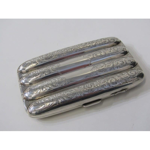 229 - SILVER CIGAR CASE, a 4 section silver cigar case with foliate engraved decoration, maker G LTD, Birm... 