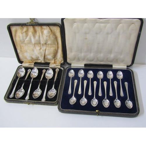 242 - SILVER TEASPOON SET, set of 12 silver teaspoons in fitted retail case, Sheffield HM, together with a... 