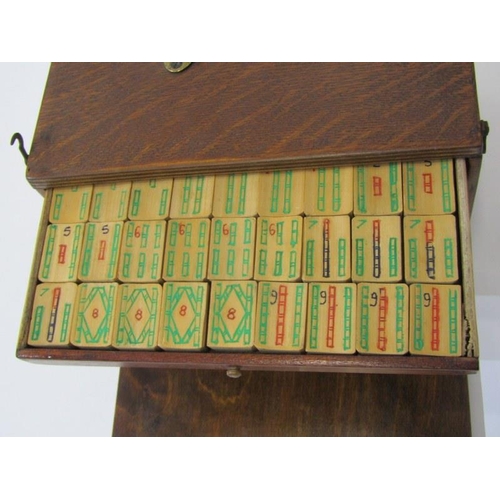 436 - MAH JONG, a travelling 5 drawer cabinet containing bamboo tiles, 21cm width