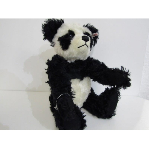 501 - STEIFF BEAR, Panda Bear with growler, mohair, no 661013, 39cm height, with box and COA